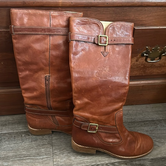 Coach Shoes - Coach Whitley Brown Leather Riding Boots